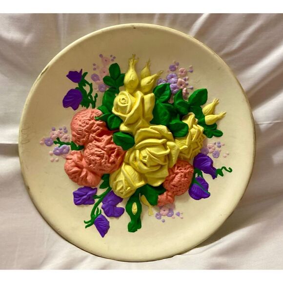 Vintage 1960’s MCM 3D Floral Pastel Wall Decor - Picture 3 of 6